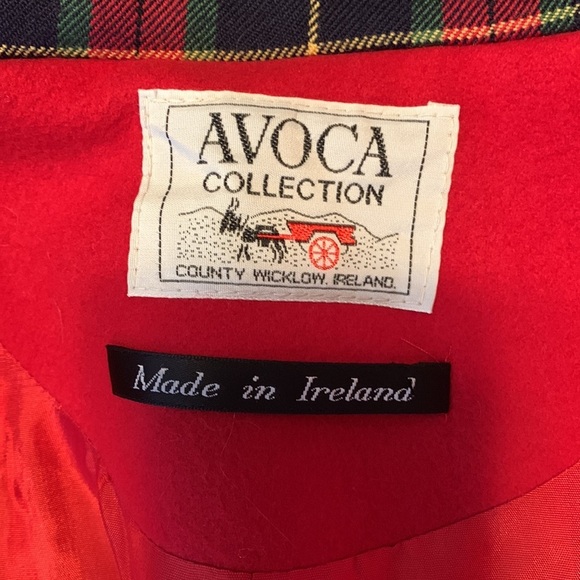 Avoca collection wicklow Ireland red hooded Cloak long wool coat tartan medium - Picture 10 of 16